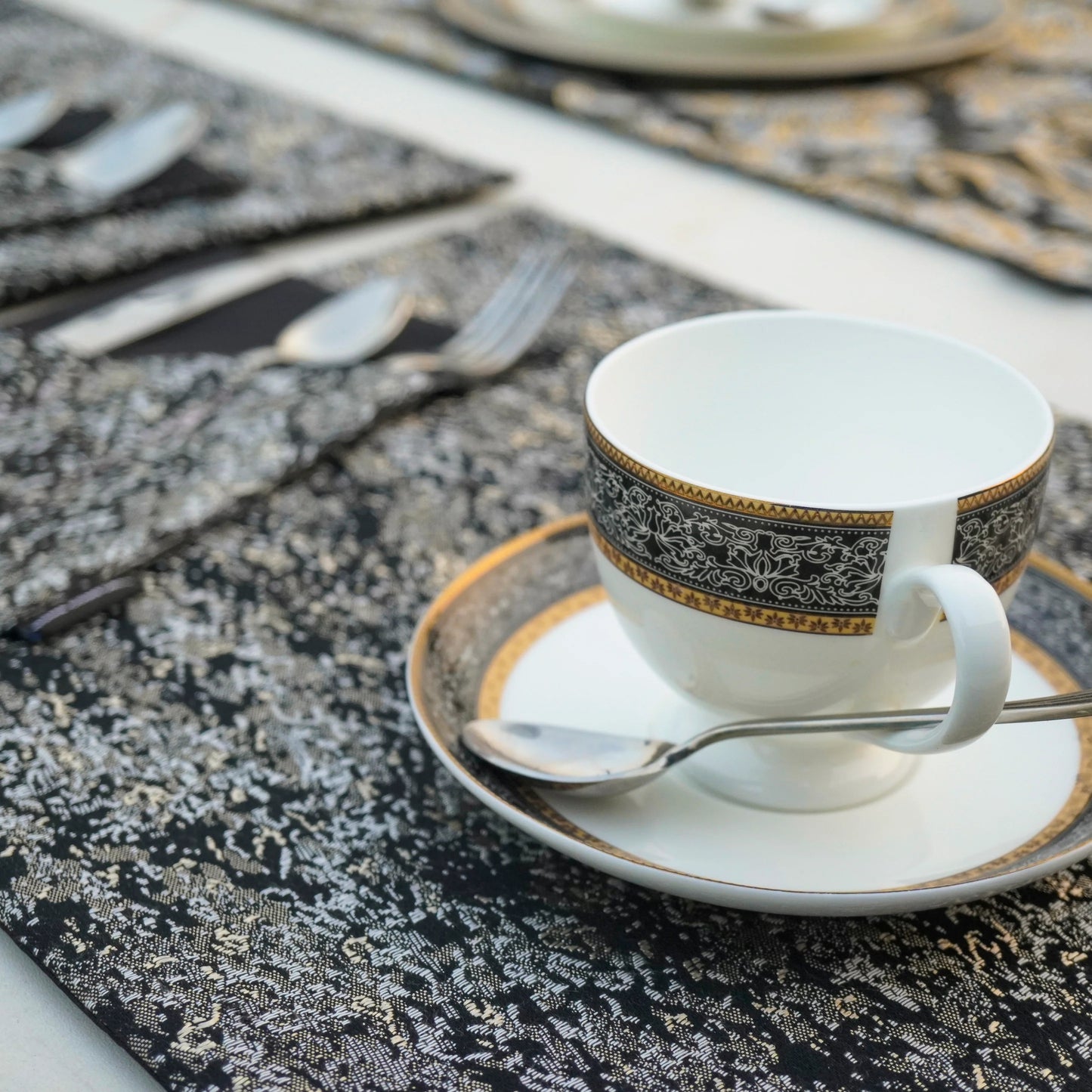 Majestic Tapestry Noir Black Table Set