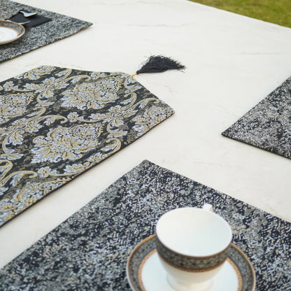 Majestic Tapestry Noir Black Table Set